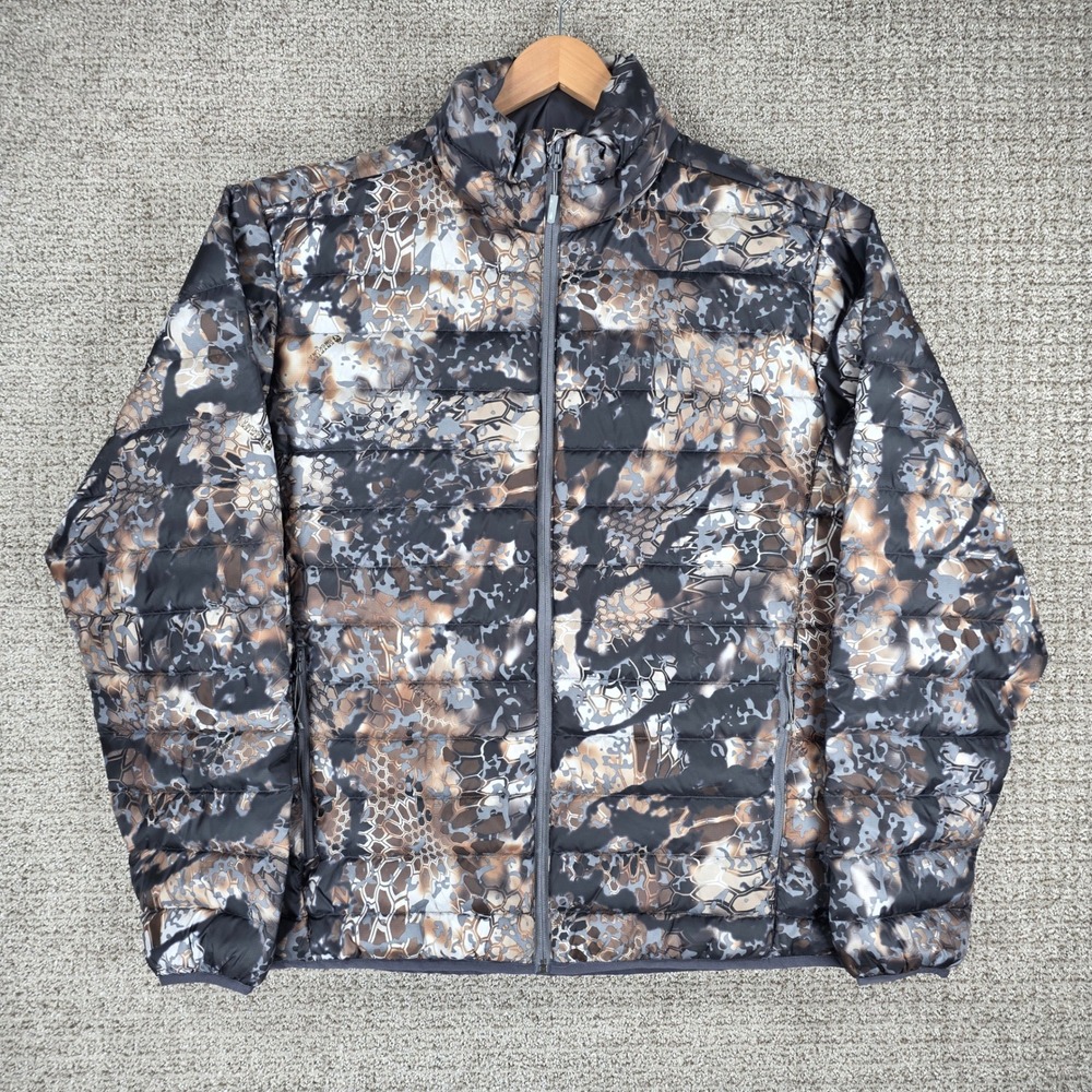 Kryptek Obskura Camo Goose Down Puffer Jacket Mens XXL Full Zip Hunting Coat
